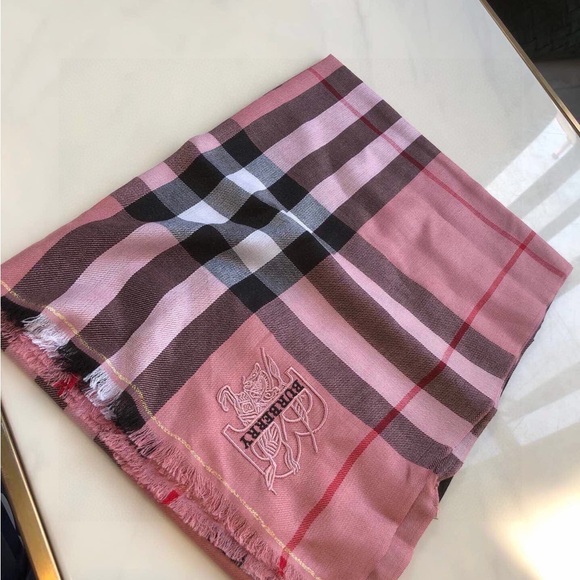 Burberry Classic Pink and Black Plaid Scarf - Picture 1 of 5